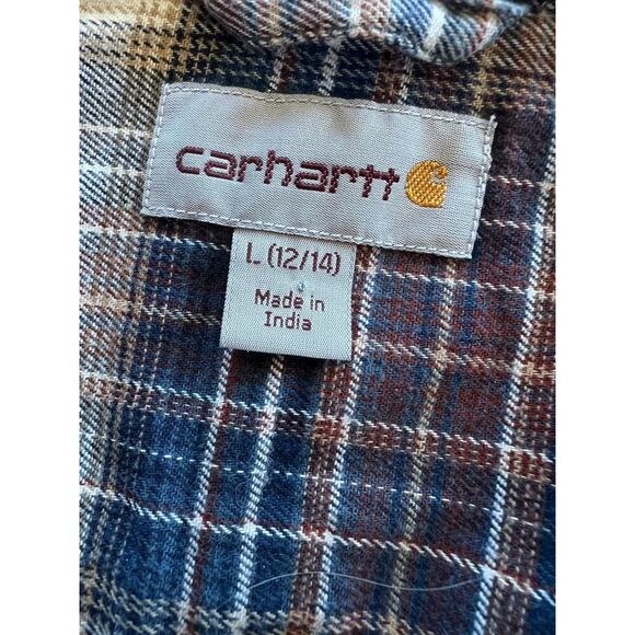 Carhartt button down, plaid shirt, women's size L (12/14) - Picture 3 of 8